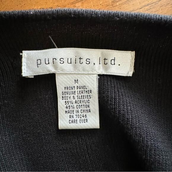 Vintage Pursuits Ltd. Leather Front Zip Up Sweater - Picture 4 of 4